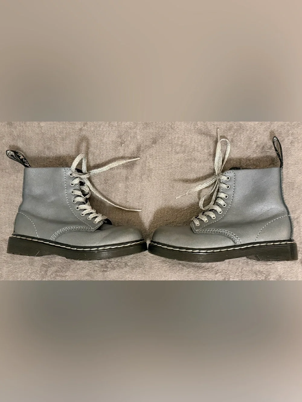 Dr. Martens - 1460 Pascal - Little Kids 9 - Gunmetal Grey Color - Metallic Laces